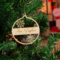 Houten kerstbal met gravering