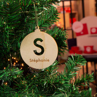 Houten kerstbal met gravering