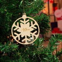 Houten kerstbal met gravering