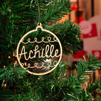 Houten kerstbal met gravering