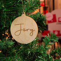 Houten kerstbal met gravering