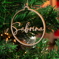 Houten kerstbal met gravering