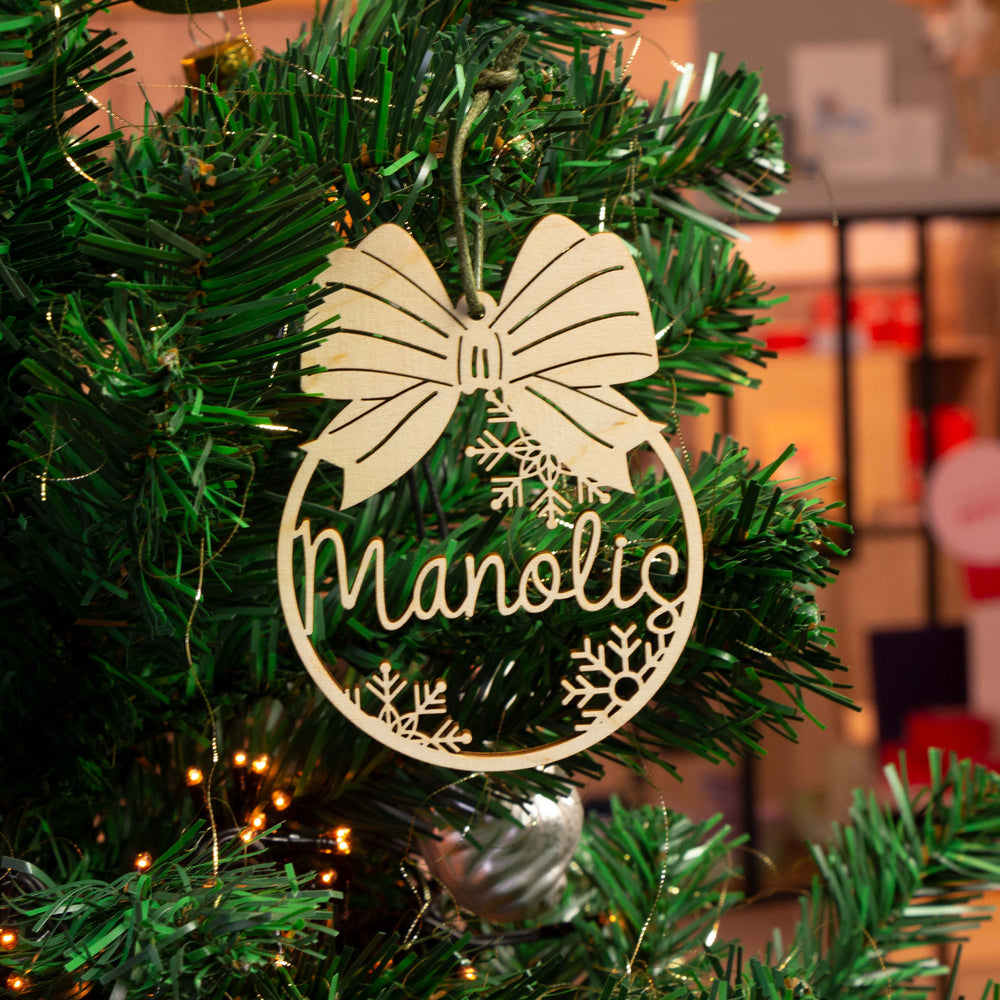 Houten kerstbal met gravering (Groot)