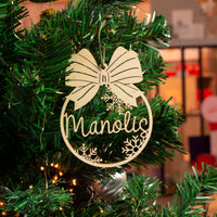 Houten kerstbal met gravering (Groot)