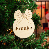 Houten kerstbal met gravering (Groot)