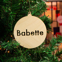 Houten kerstbal met gravering (Groot)