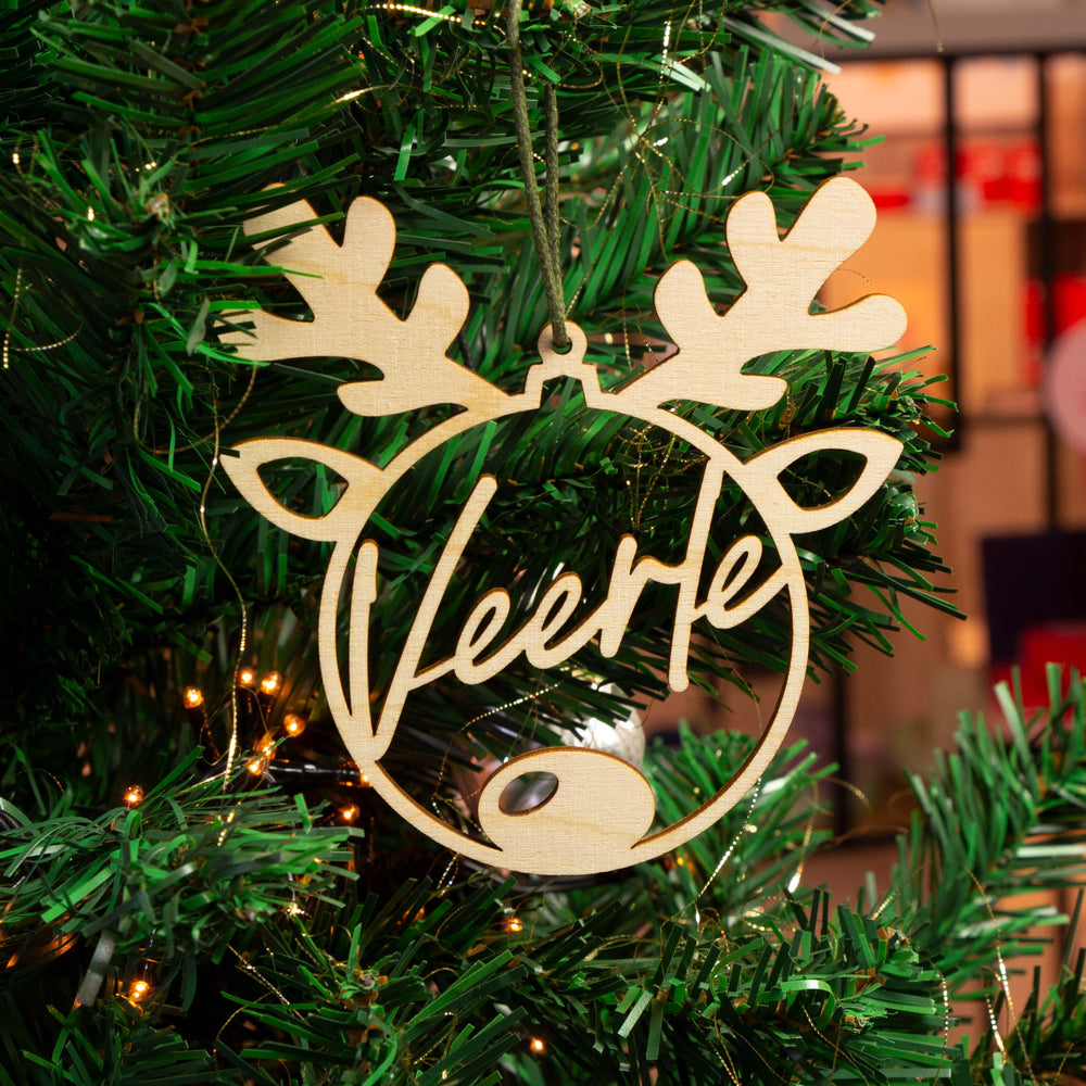 Houten kerstbal met gravering (Groot)