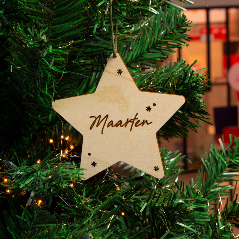 Houten kerstbal met gravering (Groot)