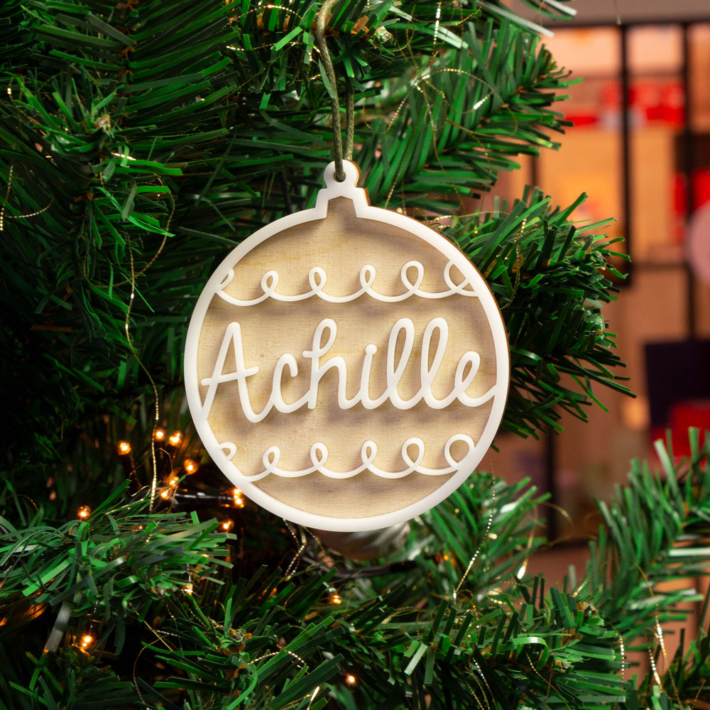 Houten kerstbal met acrylaat