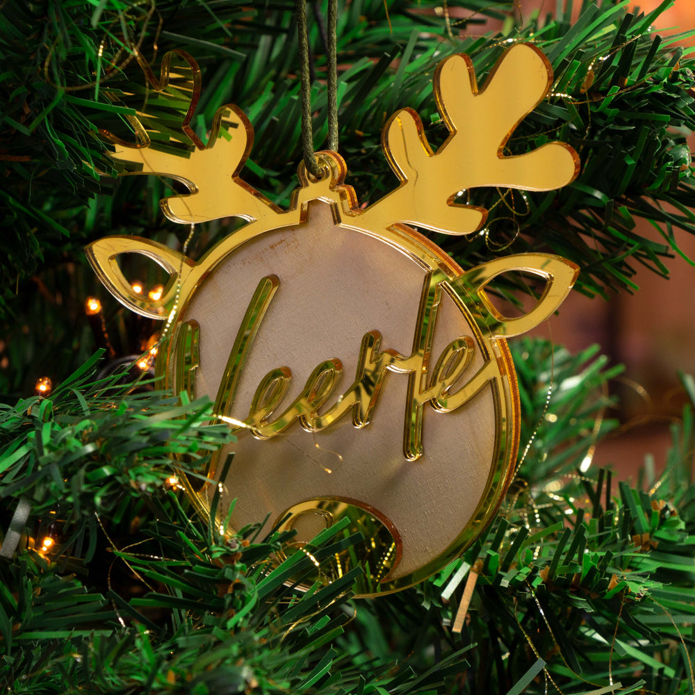 Houten kerstbal met acrylaat (groot)