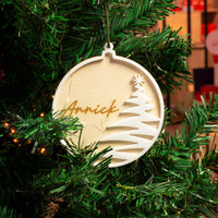 Houten kerstbal met acrylaat (groot)