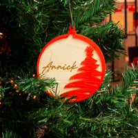 Houten kerstbal met acrylaat (groot)