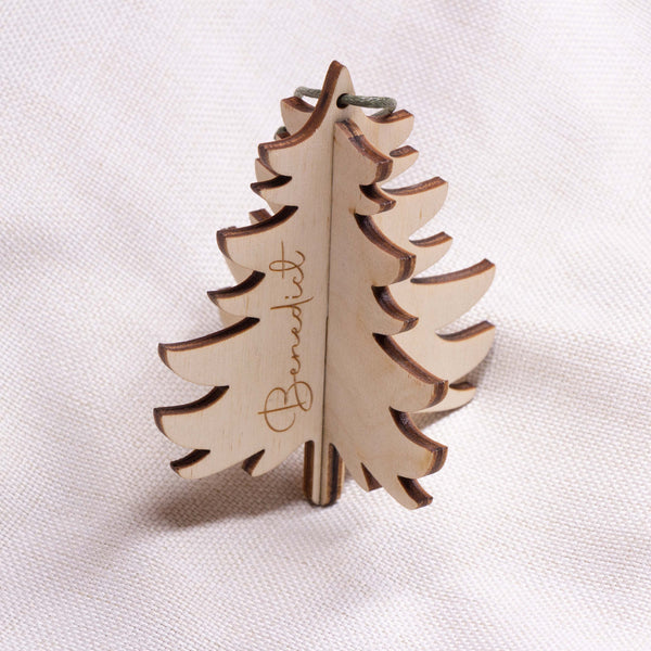 Houten 3d kerstboom hanger