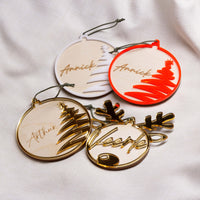 Houten kerstbal met acrylaat (groot)