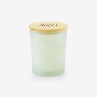 Geurkaars met houten deksel met gravering