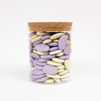 Glazen uitdeelpot met kurkstop en gravering