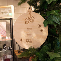 Houten nieuwjaarsbrief kerstbol