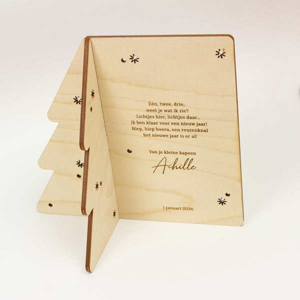 Houten nieuwjaarsbrief 3D kerstboom