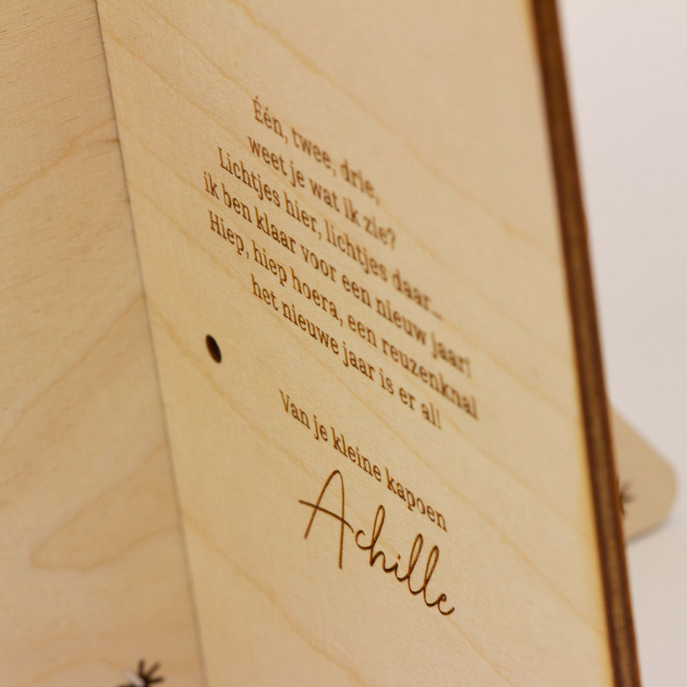 Houten nieuwjaarsbrief 3D kerstboom