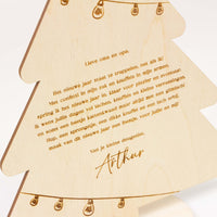 Houten nieuwjaarsbrief kerstboom