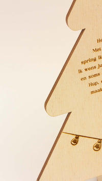 Houten nieuwjaarsbrief kerstboom