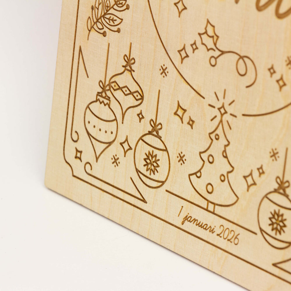 Houten nieuwjaarsbrief
