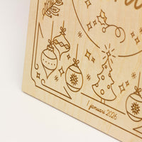 Houten nieuwjaarsbrief