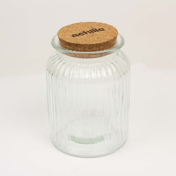 Glazen bokaal geribbeld met gravering