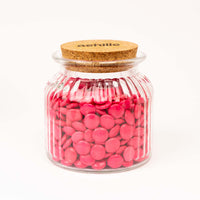 Glazen bokaal geribbeld met kurk deksel en gravering - 700ml