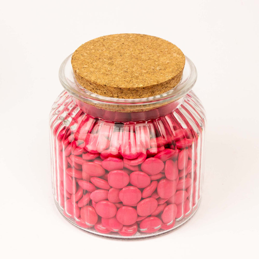 Glazen bokaal geribbeld met kurk deksel - 700ml
