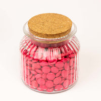Glazen bokaal geribbeld met kurk deksel - 700ml