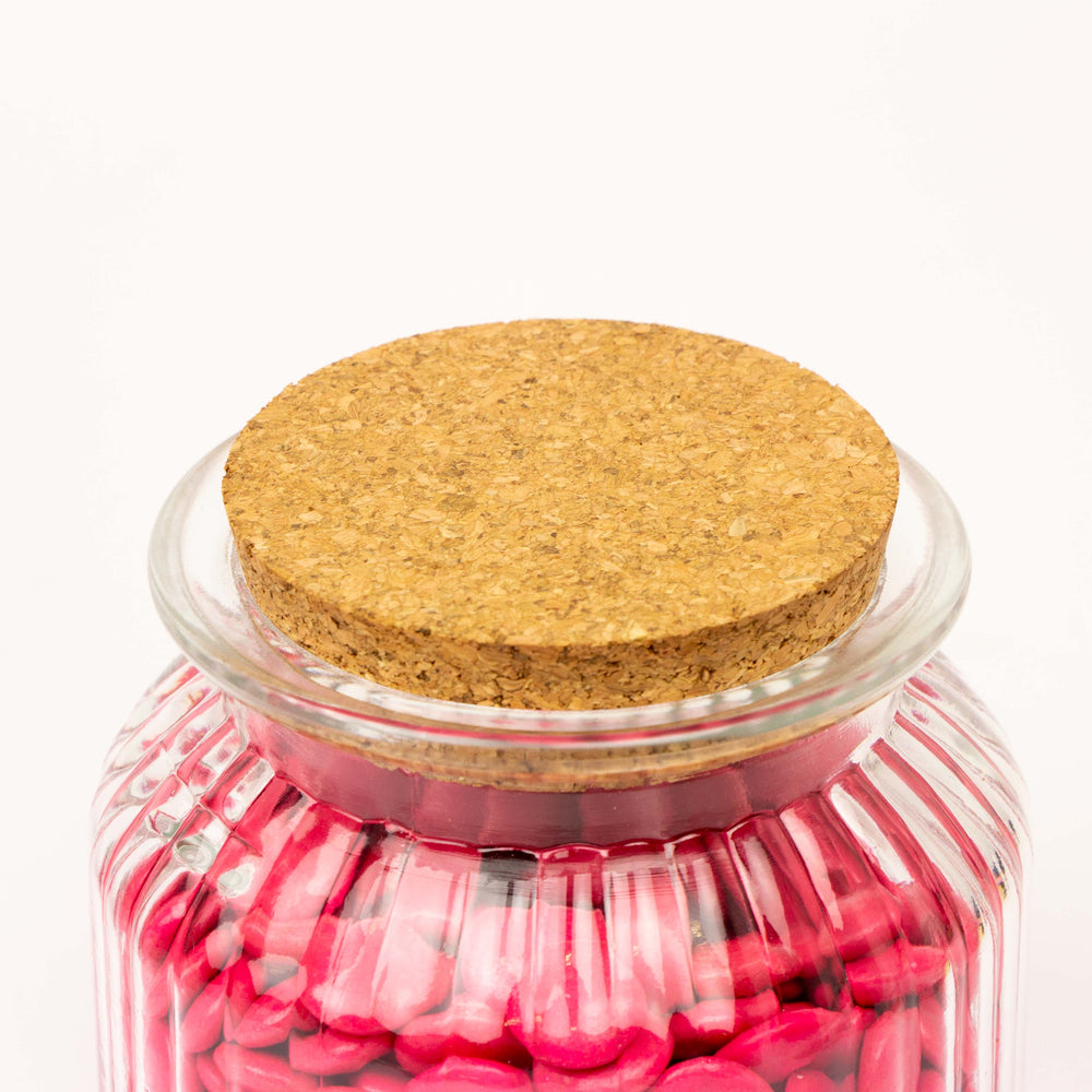 Glazen bokaal geribbeld met kurk deksel - 700ml