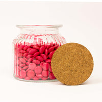Glazen bokaal geribbeld met kurk deksel - 700ml