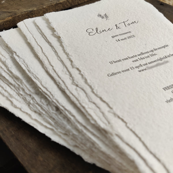 Trouwkaart Eline en Tom