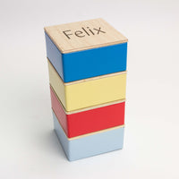 Vierkant schattendoosje met houten deksel en gravering (per 10st.)