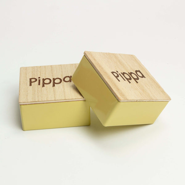 Vierkant schattendoosje met houten deksel en gravering (per 10st.)